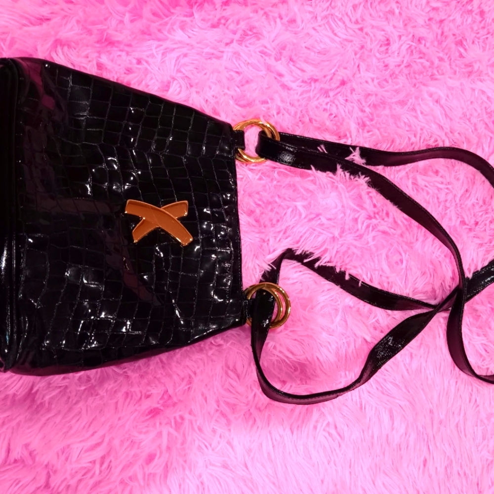 New Paloma Picasso patent croc leather shoulder bag